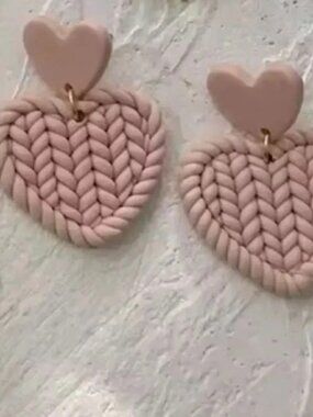 Fiona Soft Pink Resin Heart Earrings